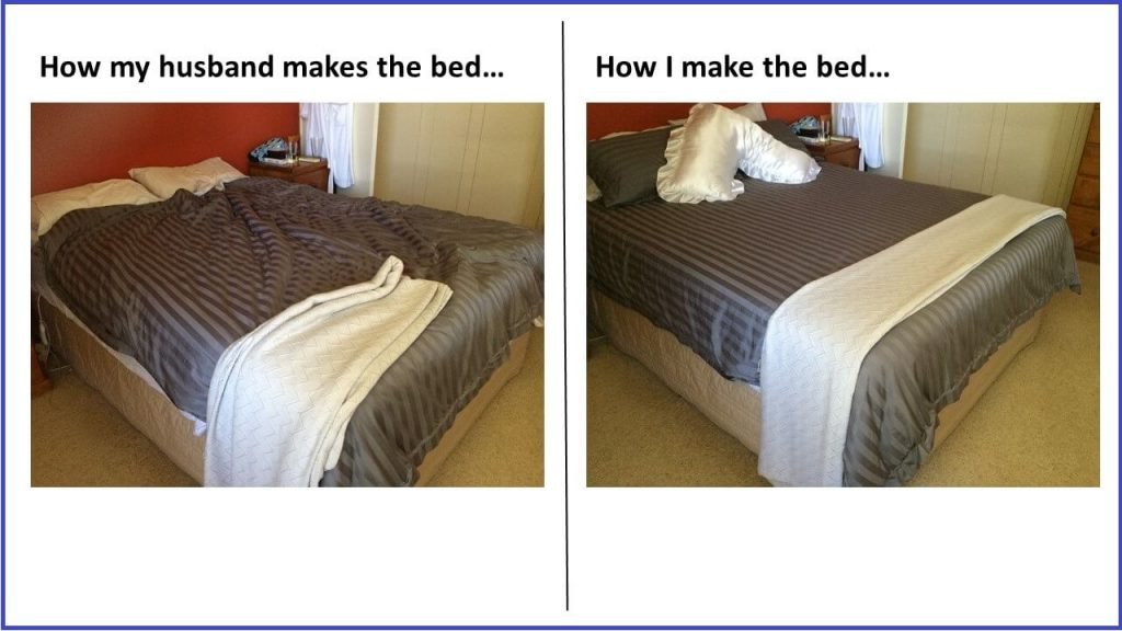 How my husband makes the bed