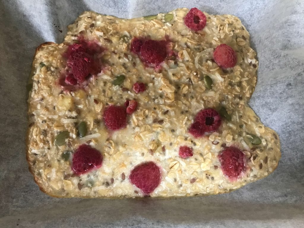 Banana and Raspberry Baked Porridge